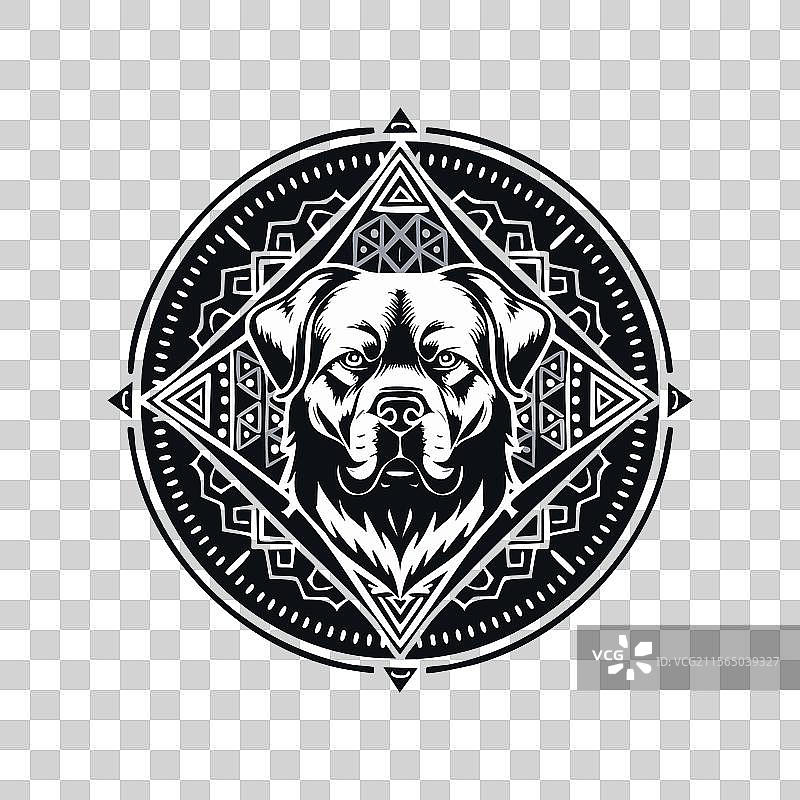 罗威纳犬阿兹特克风格标志概念图片素材