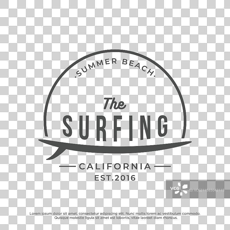 加州夏季冲浪复古标志模板图片素材
