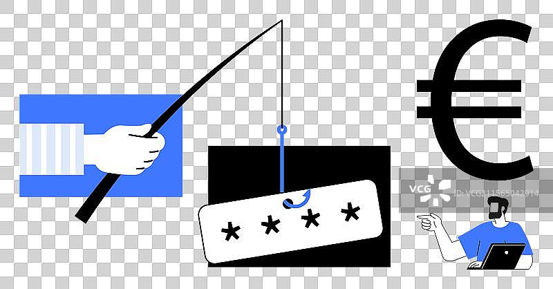 网络安全威胁与钓鱼攻击的钩子图片素材