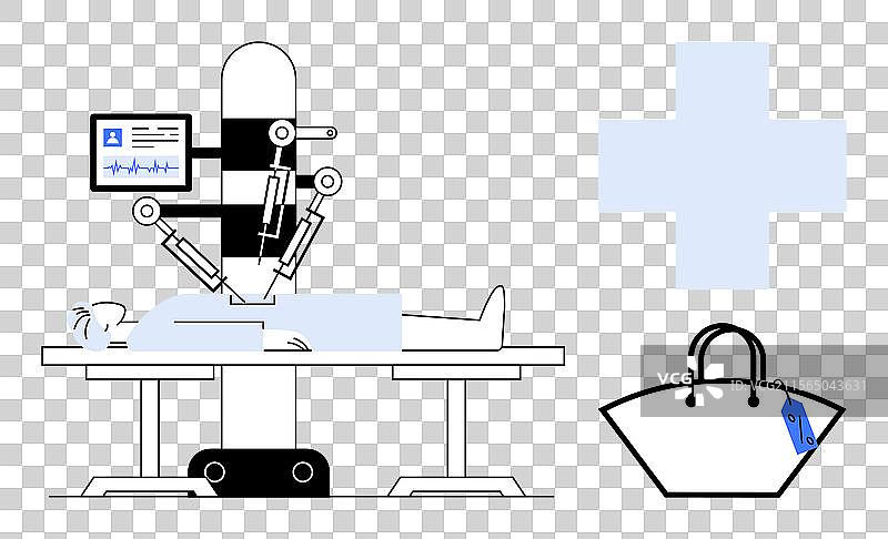 医疗机器人进行手术并进行监测图片素材