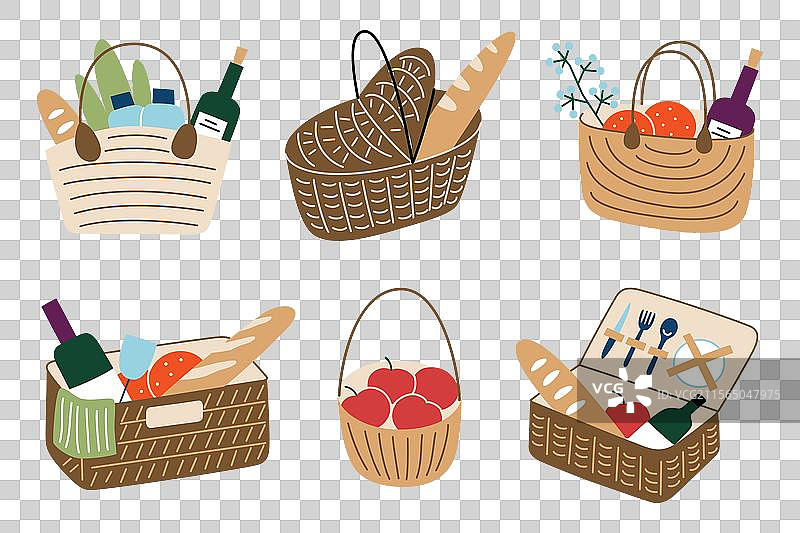 一套野餐篮与图片素材
