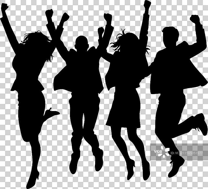 兴奋的人们跳跃剪影艺术图片素材