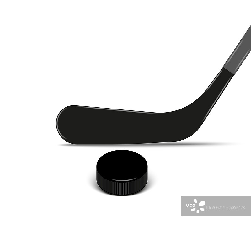 逼真的黑色冰球棒，细节丰富图片素材