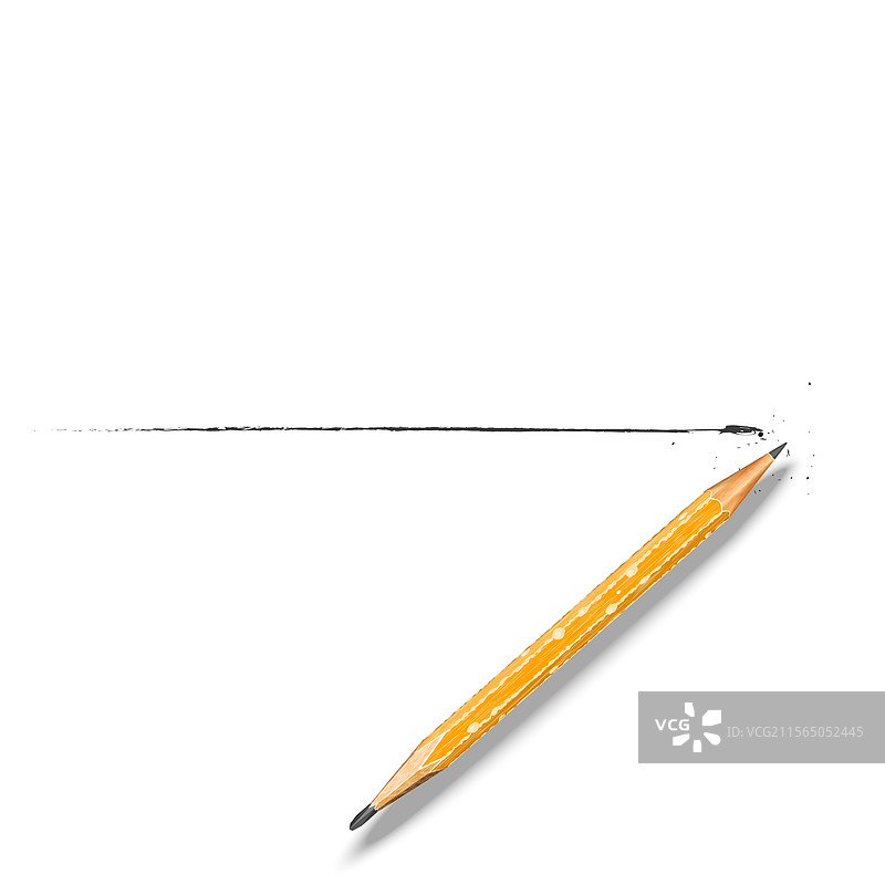 逼真的旧木黄色铅笔，带有数字二图片素材