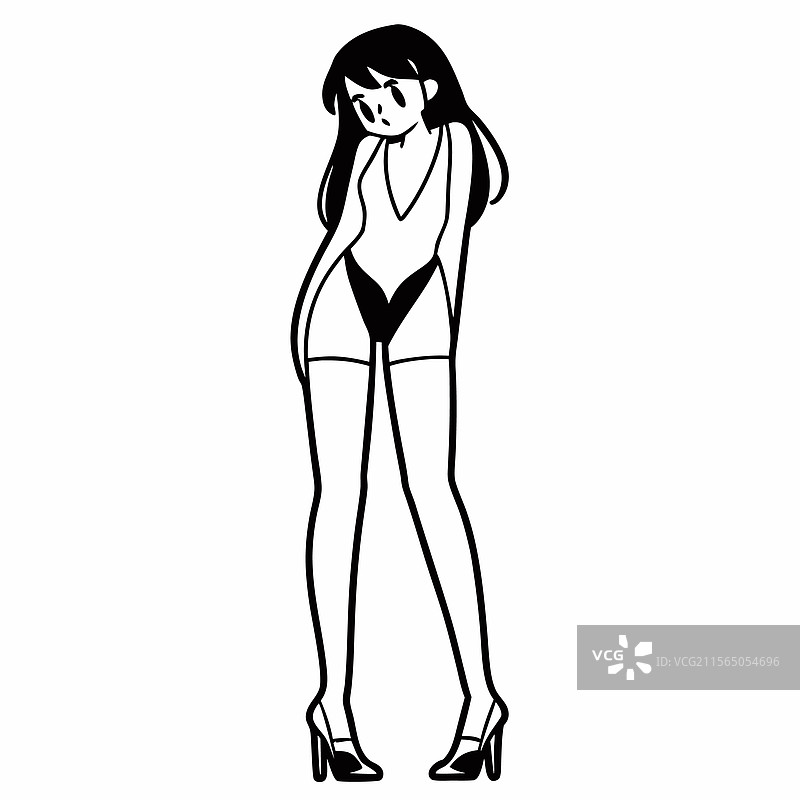 纤细的动漫女孩艺术标志图片素材