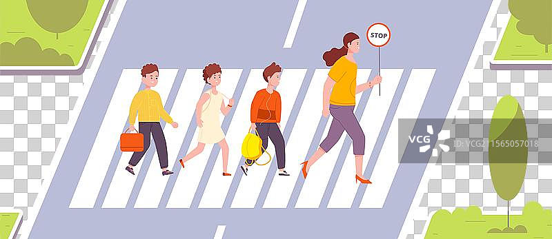 过马路的孩子们，学校的学生行人穿越人行道图片素材