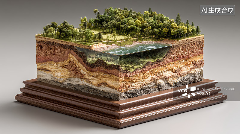 【AI数字艺术】3D分层地质模型图片素材