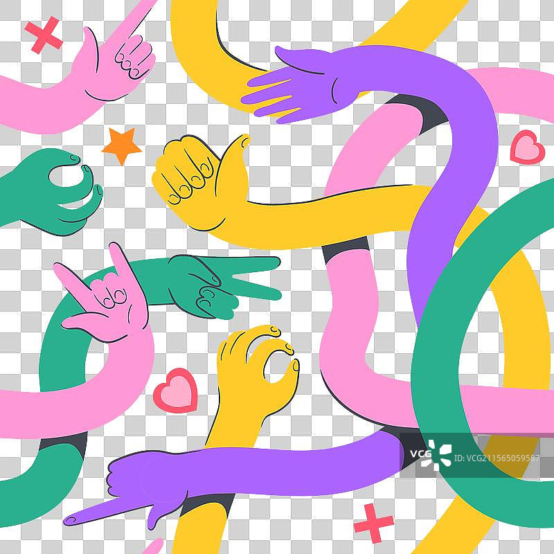 灵活的手图案卡通长弹性手图片素材