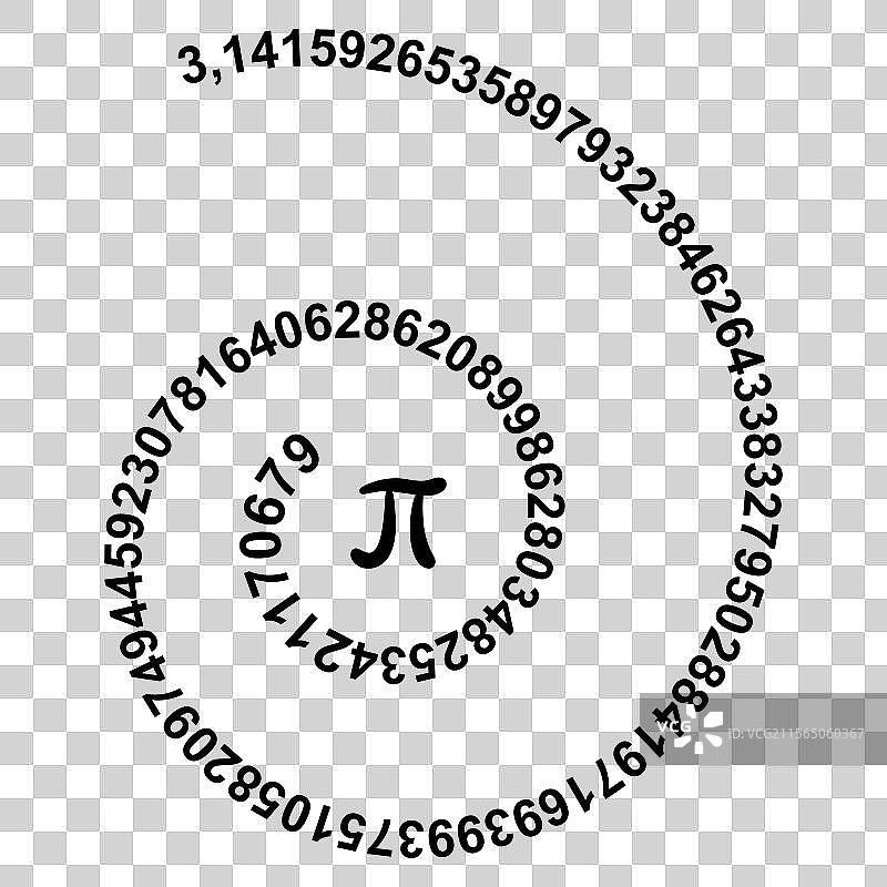 黑色中的无限圆周率螺旋数学之美图片素材