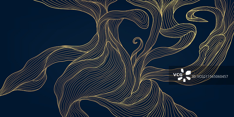 奢华的艺术装饰风格金色线条背景波浪图片素材