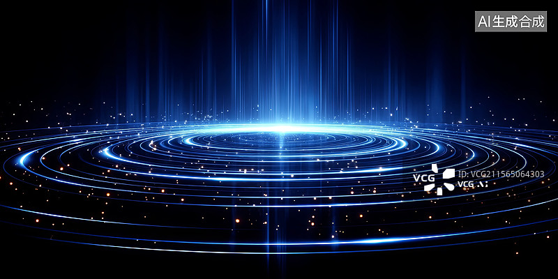【AI数字艺术】量子核心与脉冲光环的科技能量场图片素材