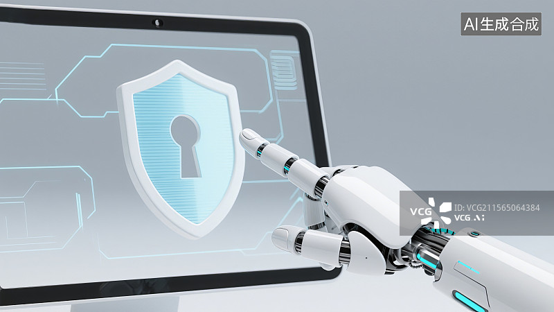 【AI数字艺术】机械臂操作安全认证界面的科技特写图片素材