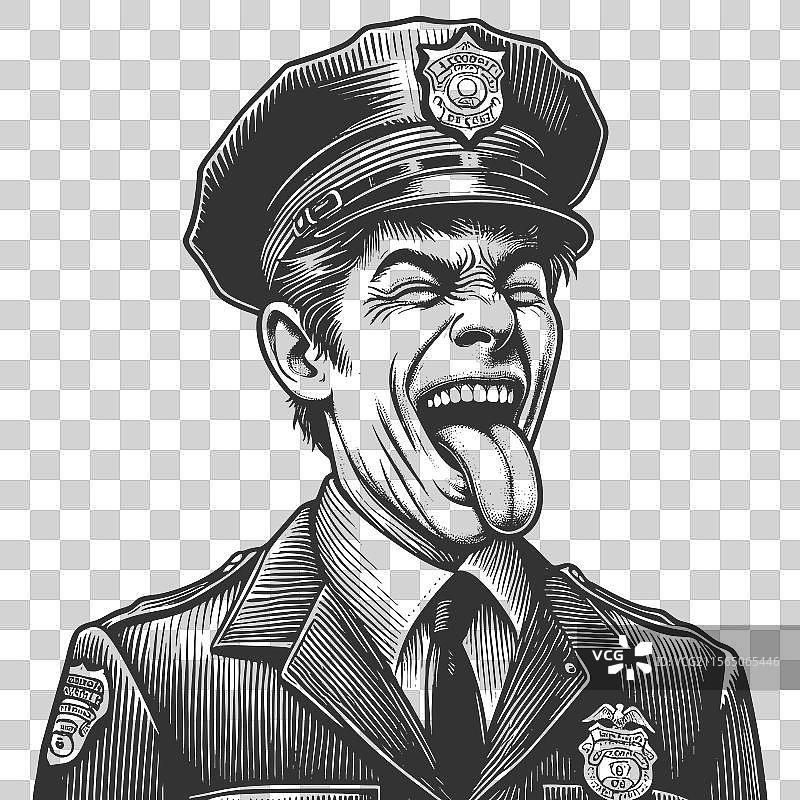 搞笑的警察吐舌头图片素材