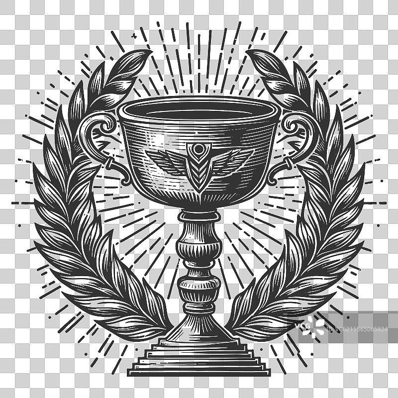 带月桂花环的奖杯图片素材