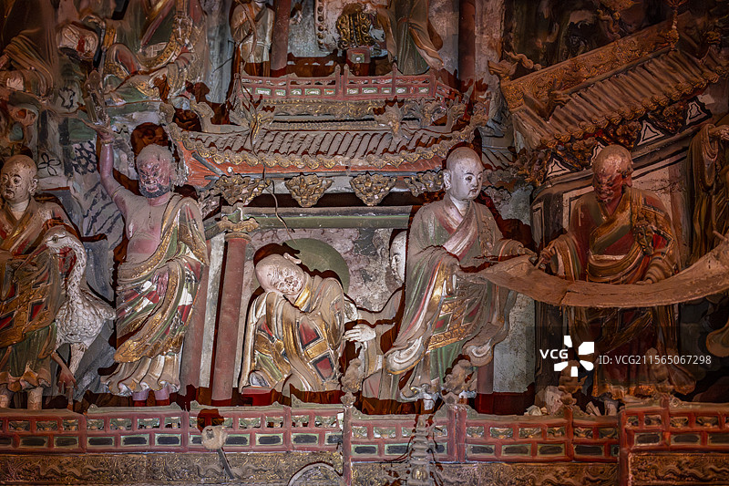 西安市蓝田县水陆庵雕塑图片素材