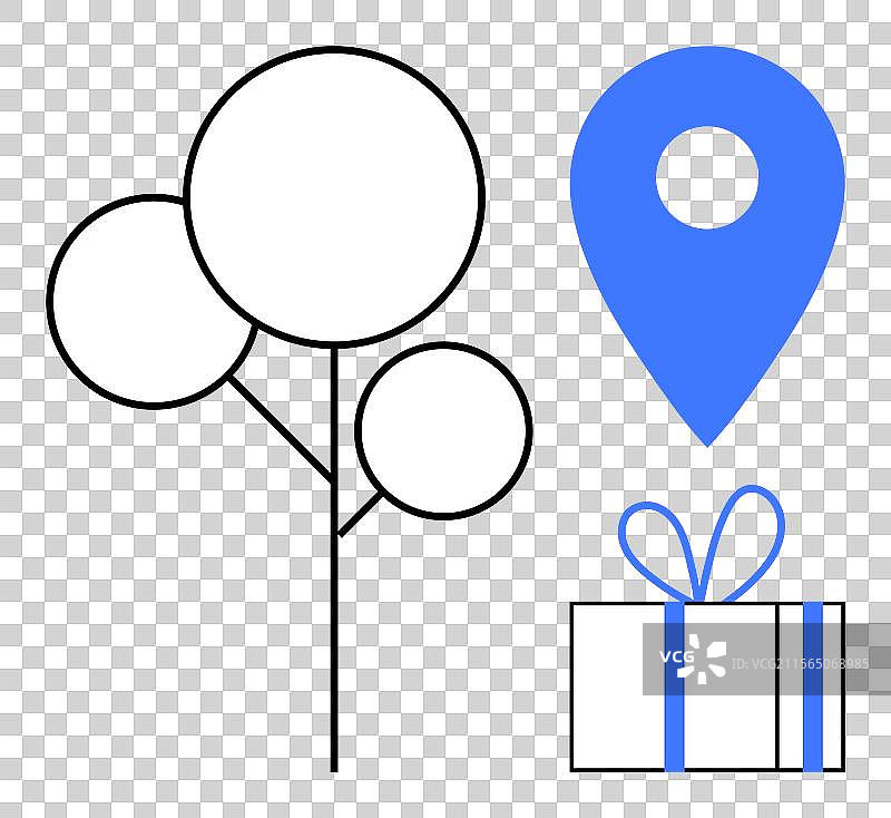 带圆形叶子的树的定位图钉图片素材