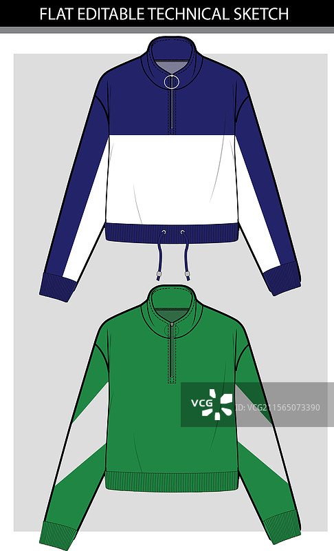 两种不同颜色拼接的短款冬季卫衣图片素材