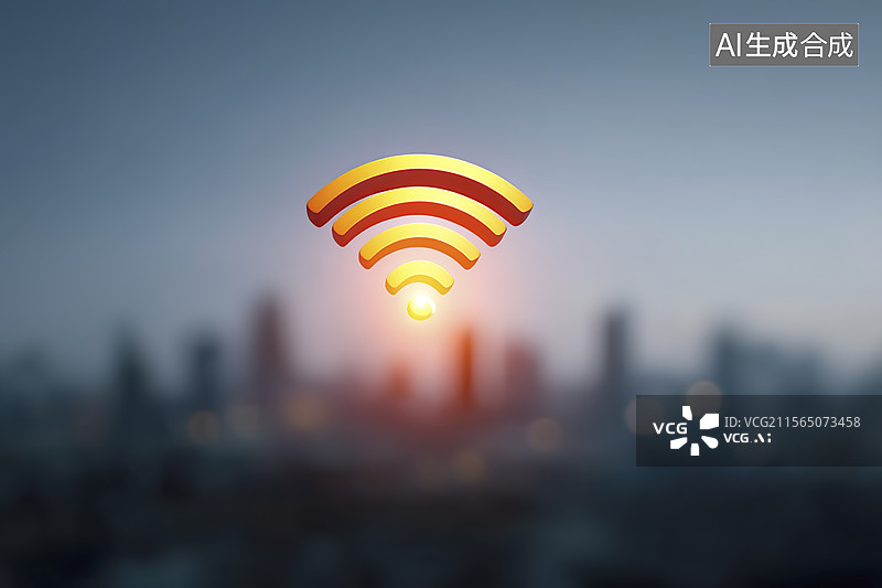 【AI数字艺术】城市景观中的无线网络连接图片素材