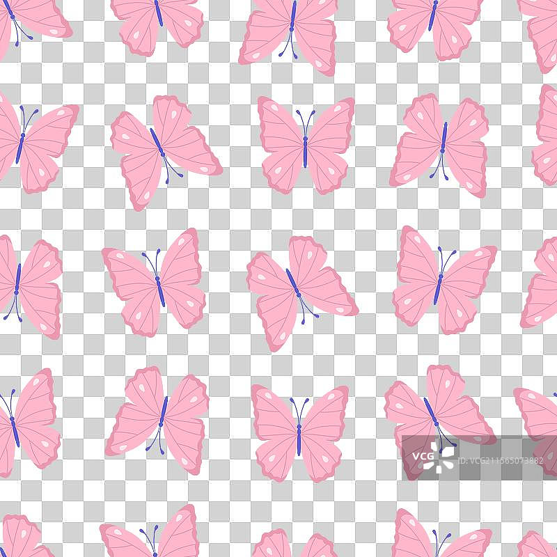 简单的无缝粉色蝴蝶图案图片素材