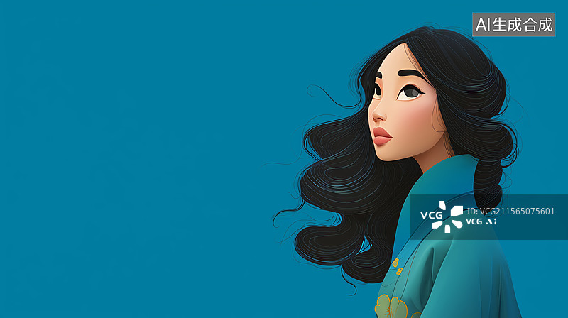 【AI数字艺术】2D卡通居右图片素材