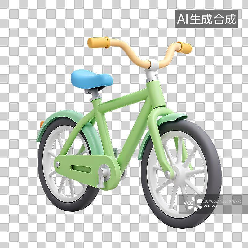 【AI数字艺术】一个绿色的儿童自行车模型图片素材