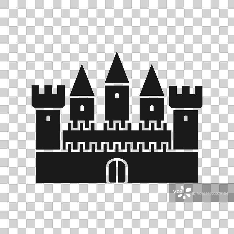 中世纪古堡轮廓图标孤立设计图片素材
