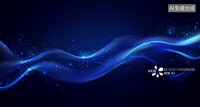 【AI数字艺术】科技感光晕线条波浪图片素材