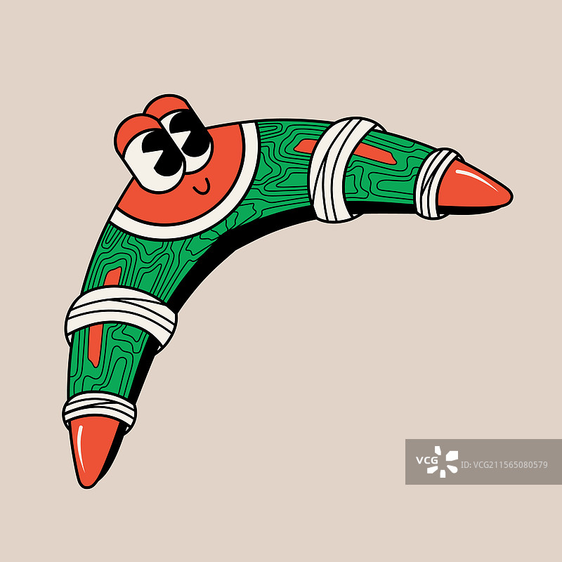 涂鸦可爱的角色与回旋镖棒图片素材