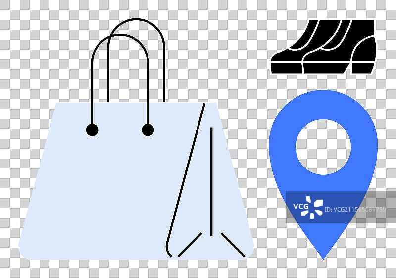 购物袋位置标记和零售店图片素材