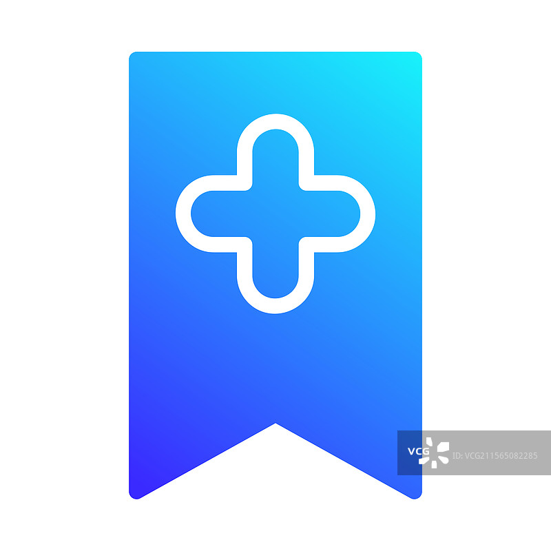 带加号的书签图标，背景为蓝色渐变图片素材