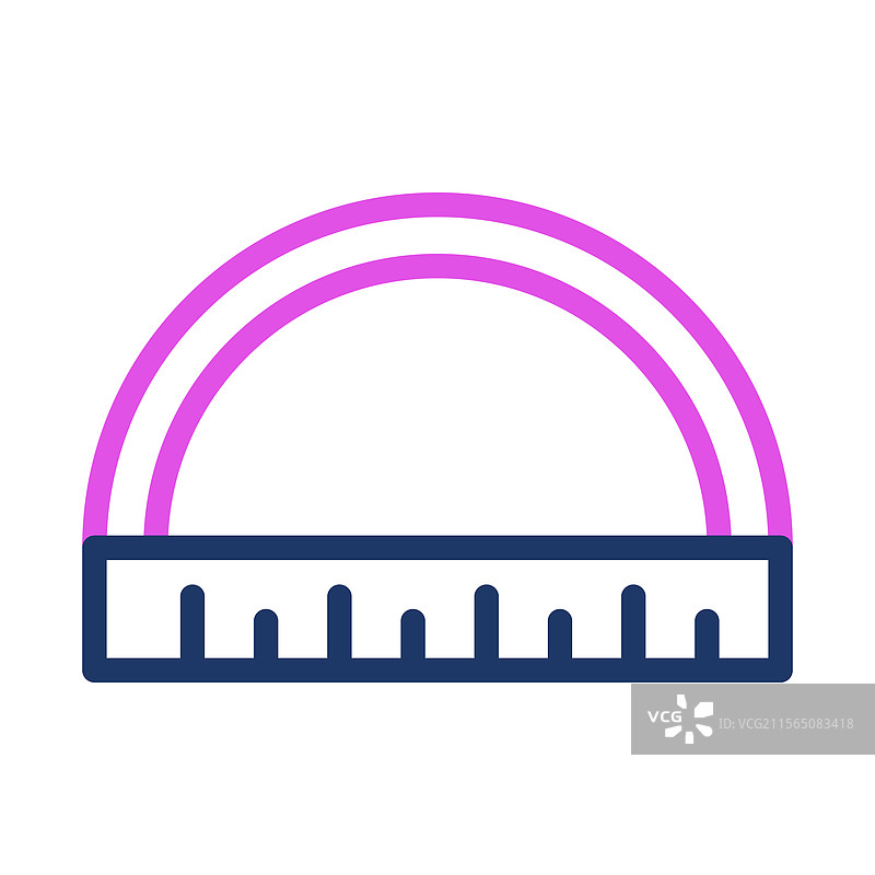 粉色半圆形尺子，用于几何和数学课堂图片素材