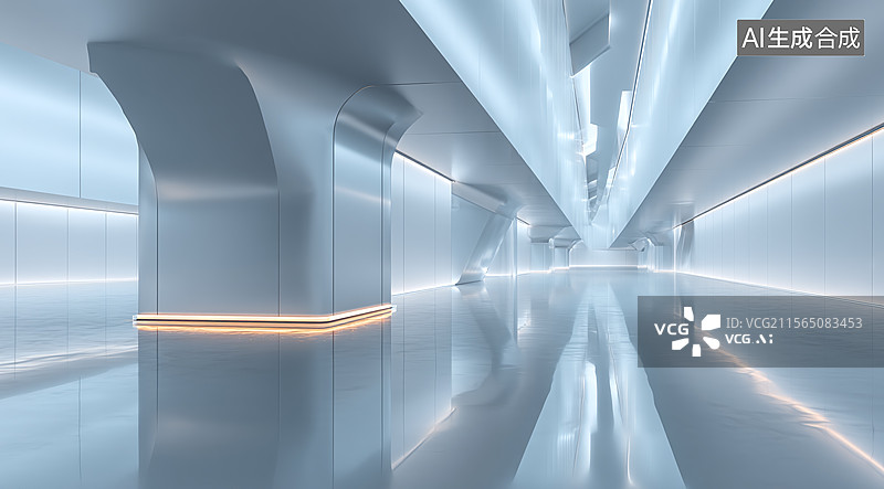 【AI数字艺术】现代简约建筑空间，汽车广告背景图图片素材