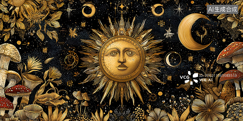【AI数字艺术】花朵 月亮 太阳图片素材