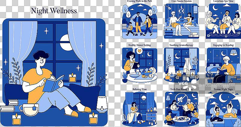 夜间健康平面图图片素材