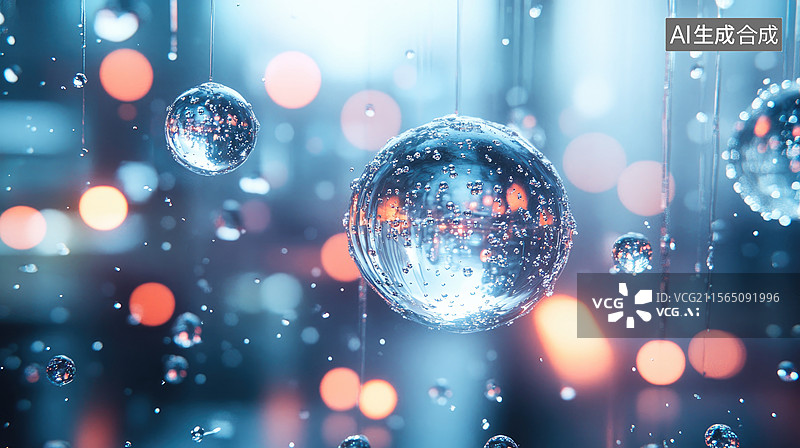 【AI数字艺术】雨滴反射的城市灯光图片素材