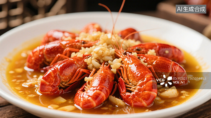 【AI数字艺术】油闷龙虾美食特写图片素材