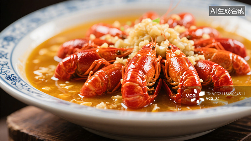 【AI数字艺术】油闷龙虾美食特写图片素材