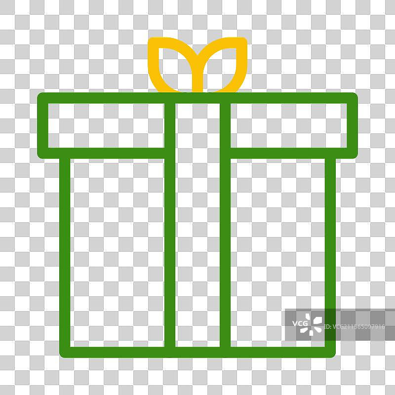 节日绿色礼品盒轮廓图标设计图片素材