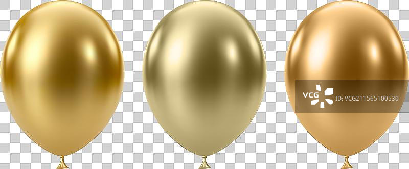 奢华的逼真3D金色光泽氦气气球图片素材