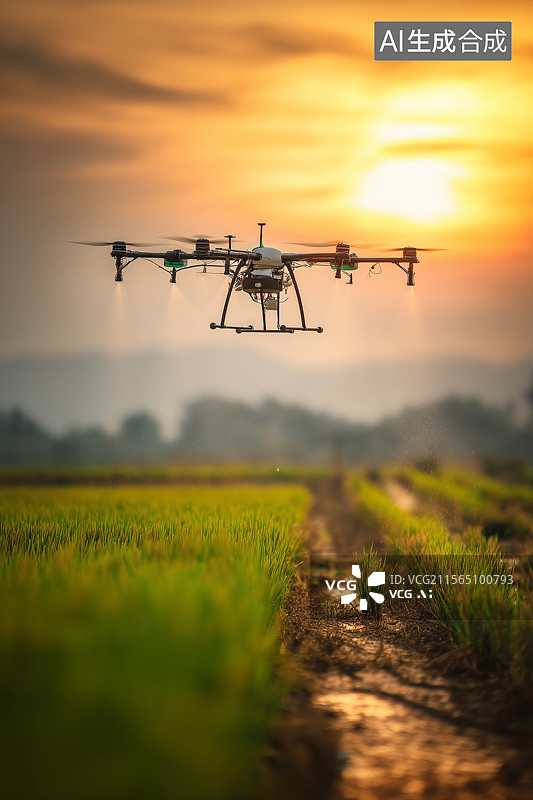 【AI数字艺术】竖图农业无人机在进行施肥图片素材