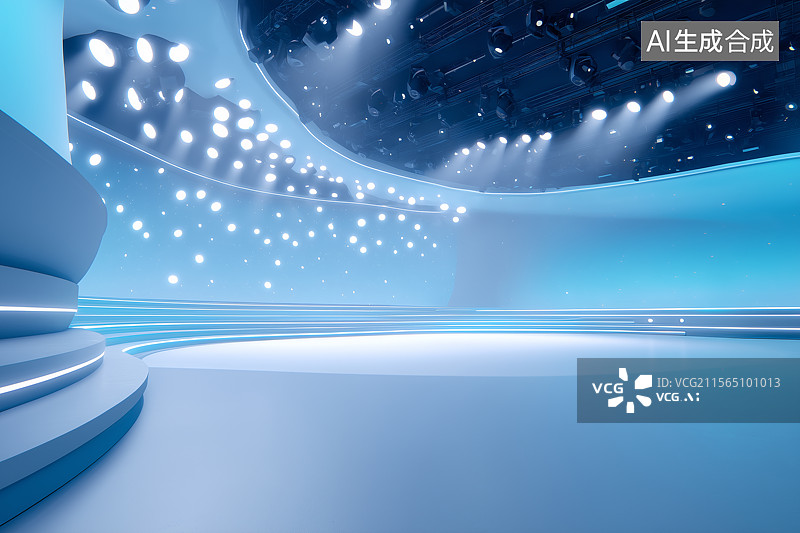 【AI数字艺术】舞台灯光展台背景图片素材