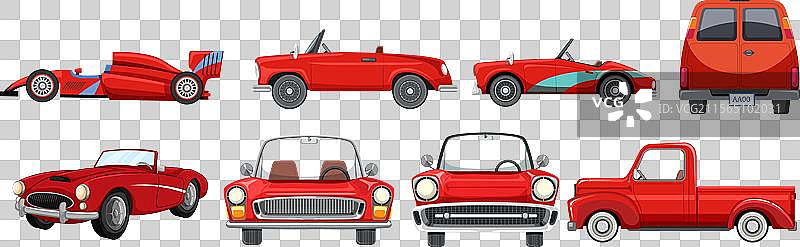 各种风格的红色车辆集合图片素材