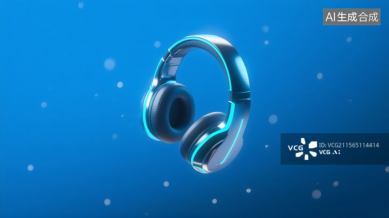 【AI数字艺术】未来感十足的蓝牙耳机图片素材