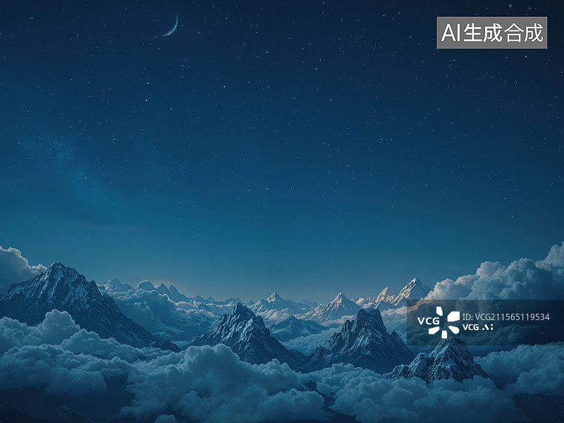 【AI数字艺术】夜空雪山美景图片素材