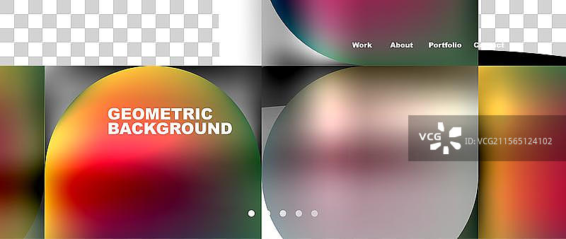 几何抽象玻璃效果，带有圆形和图片素材