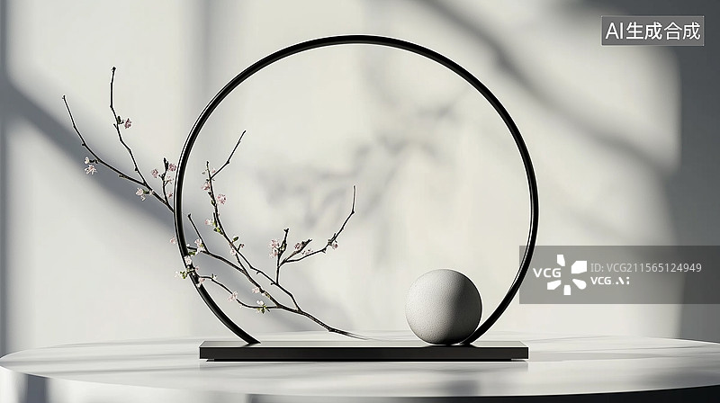 【AI数字艺术】中式简约装饰台图片素材