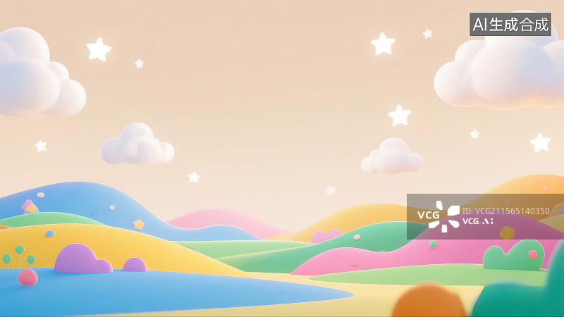 【AI数字艺术】儿童节可爱卡通背景素材 莫兰迪色 多巴胺色 广告展板海报素材图片素材