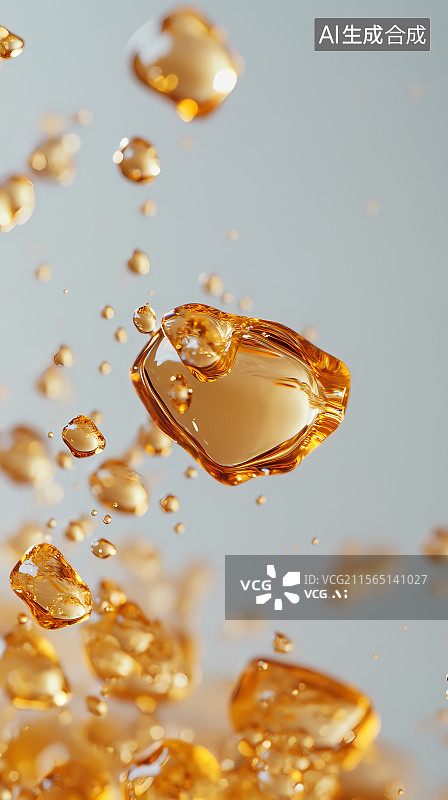 【AI数字艺术】飞溅的金色液体图片素材