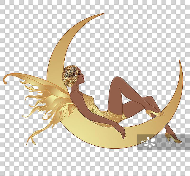 美丽的黑人女性坐在复古纸上图片素材