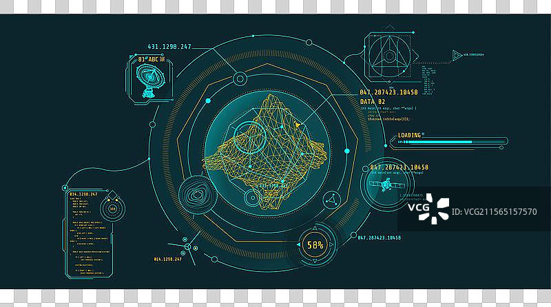 未来的行星地质HUD界面图片素材